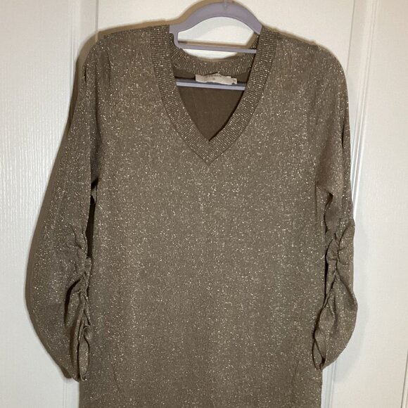CREAM Women's Brown Sparkly Long Sleeves Dress Size M Party Cocktail Prom - Picture 1 of 8